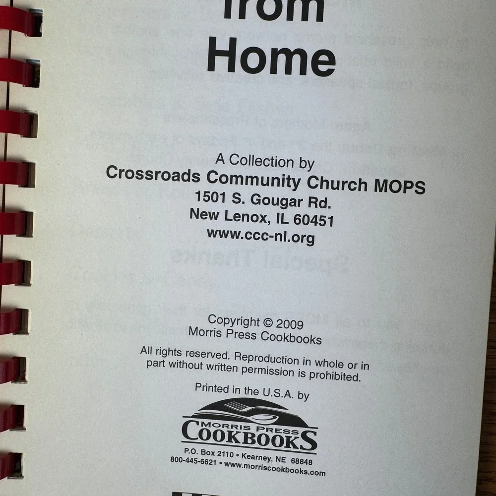 Recipes‎ from Home Crossroads Community Church MOPS Cookbook 2009 Morris Press